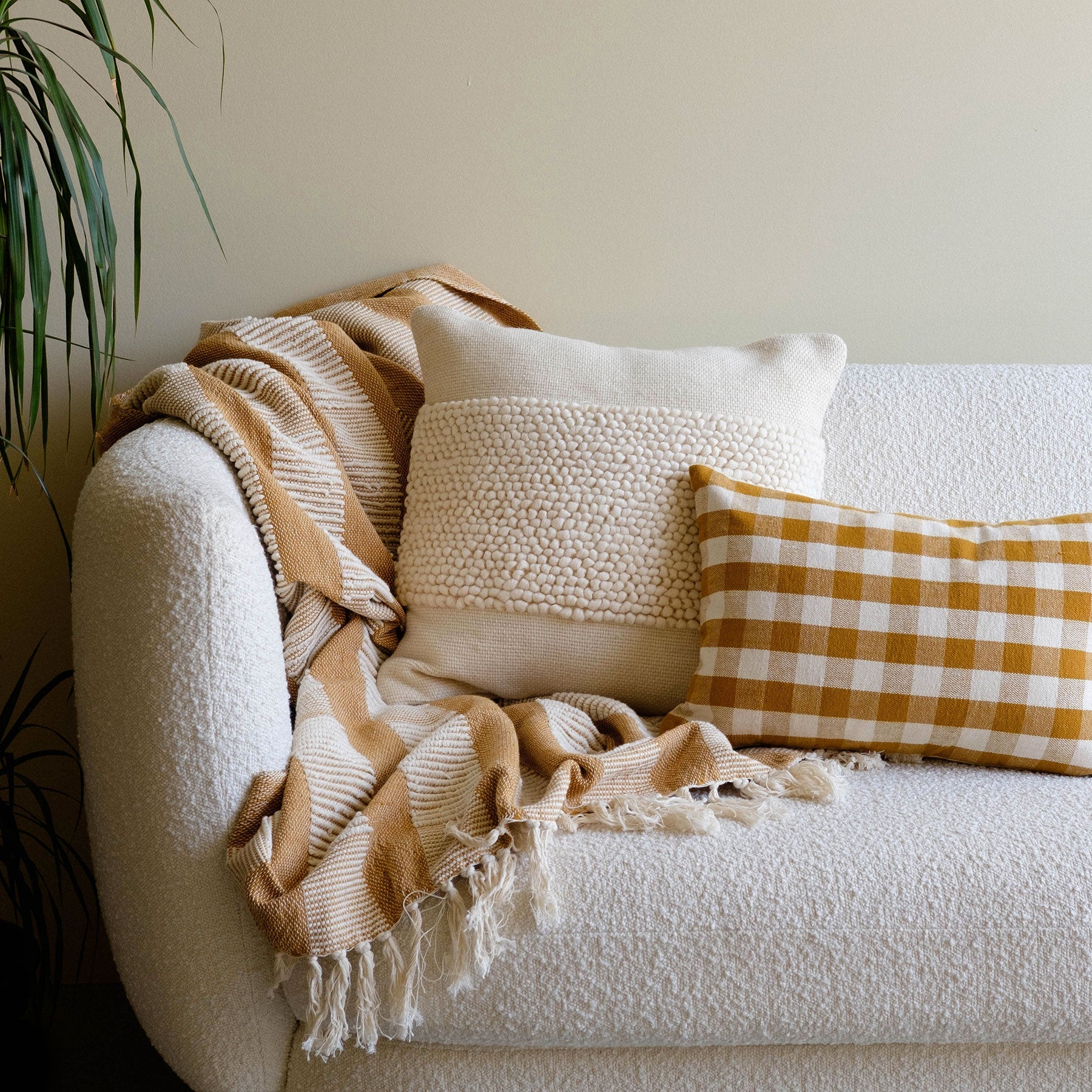 Cruz - Natural Throw Pillows