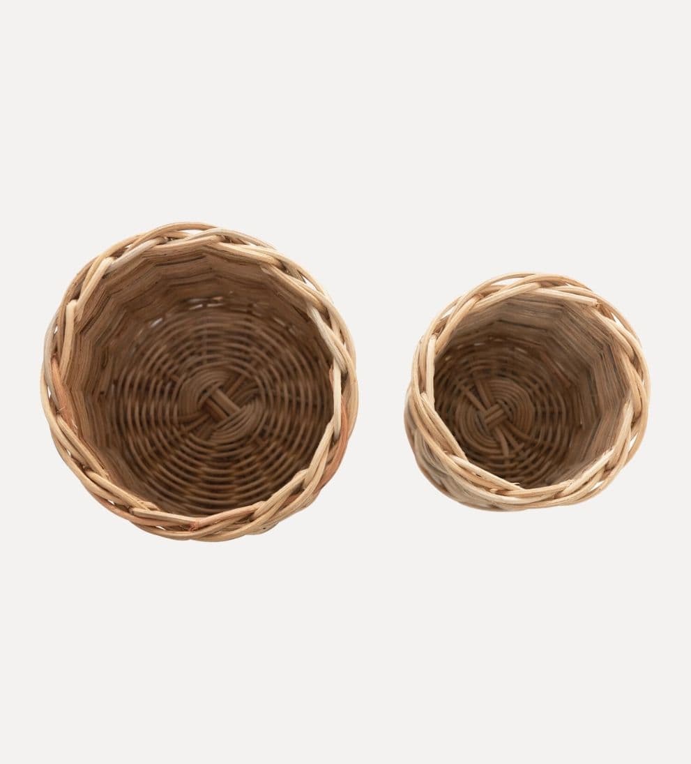 Hand-Woven Wicker Basket Set Baskets + Boxes