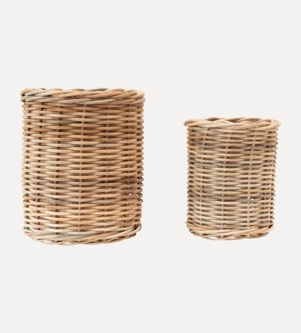 Hand-Woven Wicker Basket Set Baskets + Boxes
