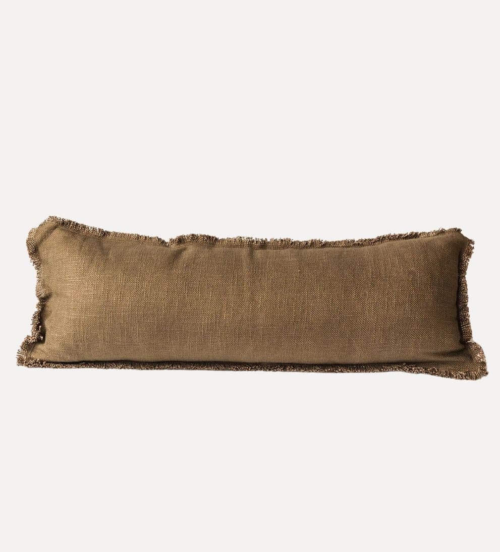 Adaline Luxe Linen Lumbar Pillow with Fringe Pillows