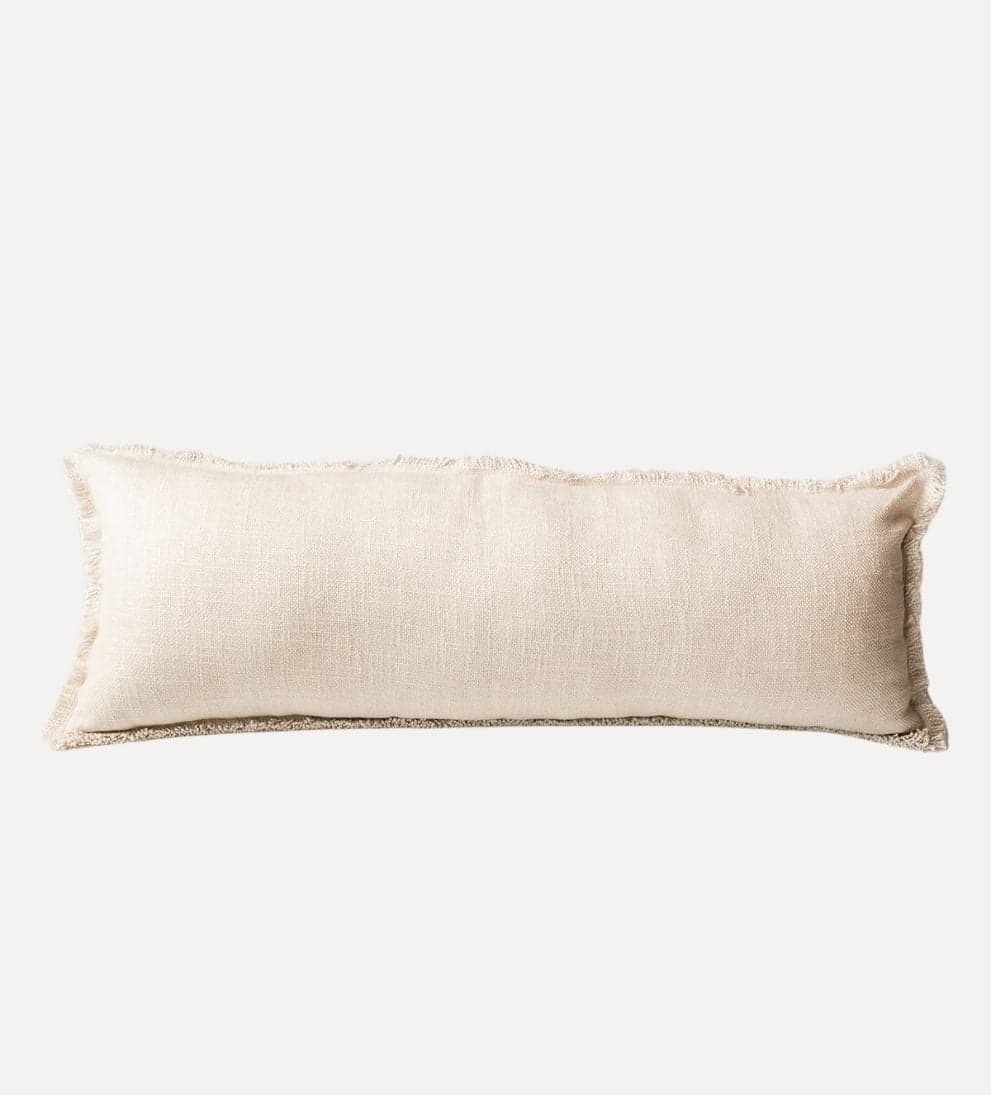 Adaline Luxe Linen Lumbar Pillow with Fringe Pillows