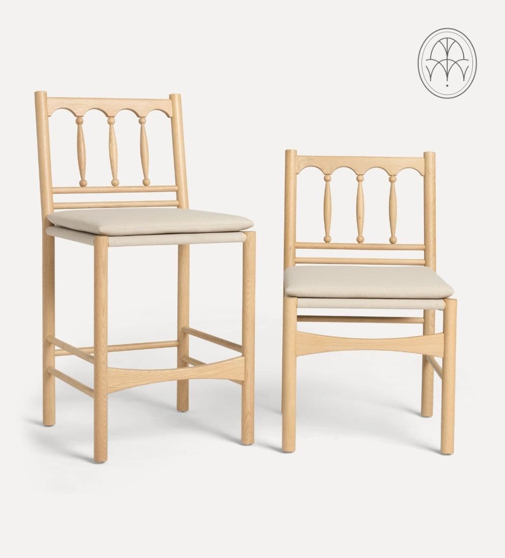 Daffodil White Oak Spindle Dining Chair - Set of 2 Dining Chairs