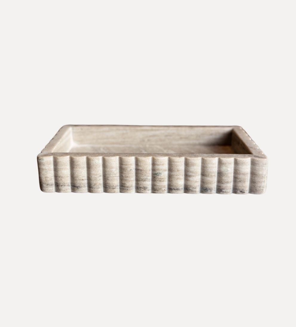 Scalloped Marble Fluted Bridge Tray Trays