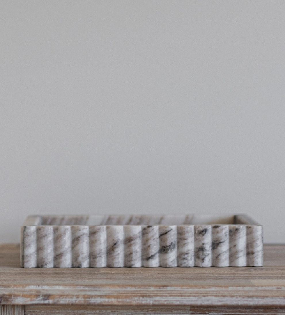 Scalloped Marble Fluted Bridge Tray Trays