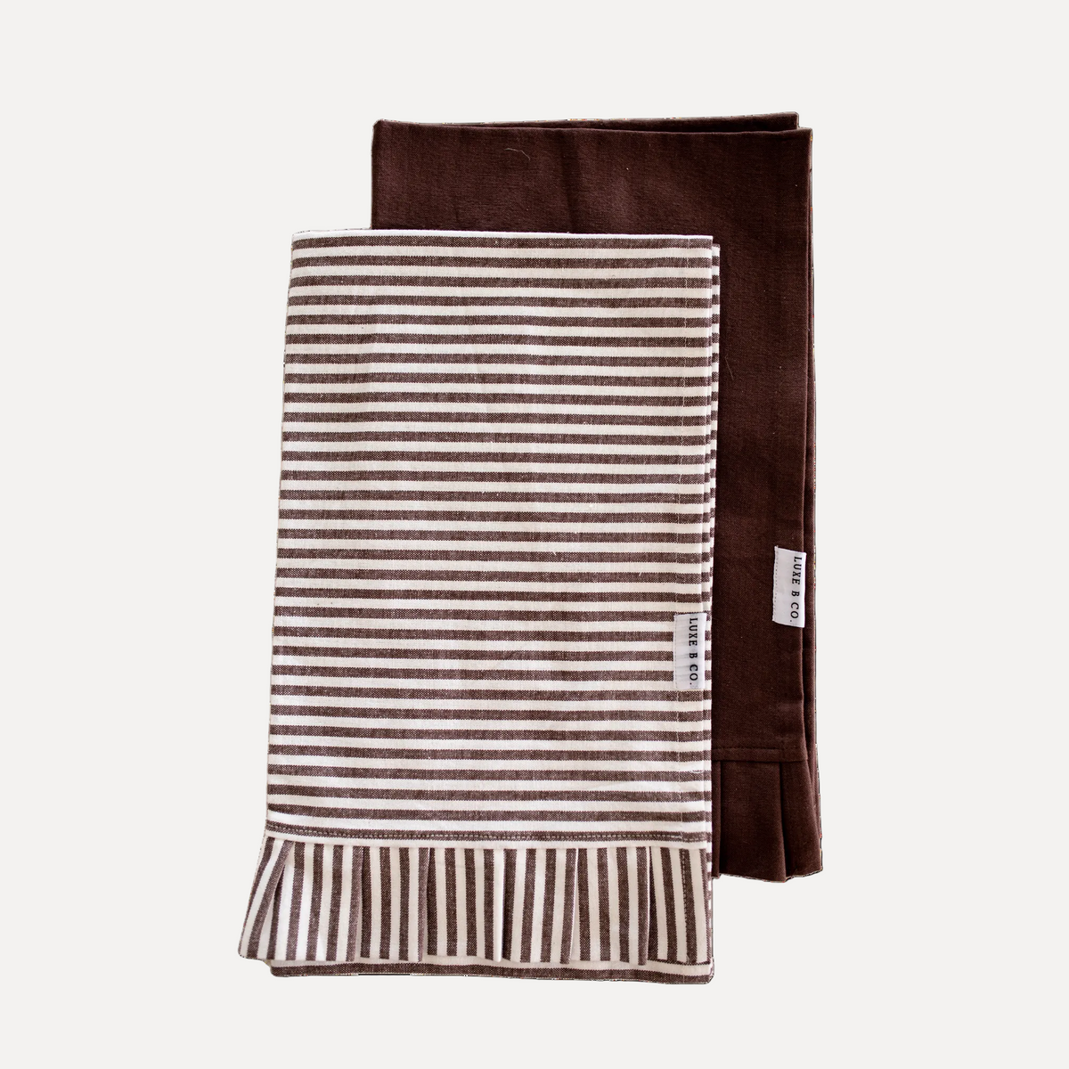Brown & White Stripes Ruffle Kitchen Dish Towel Kitchen Towels