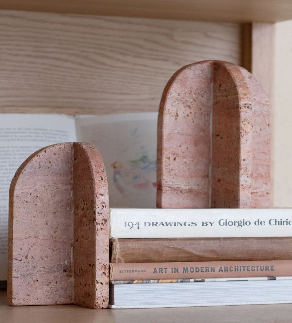 Red Travertine Bookends Bookends