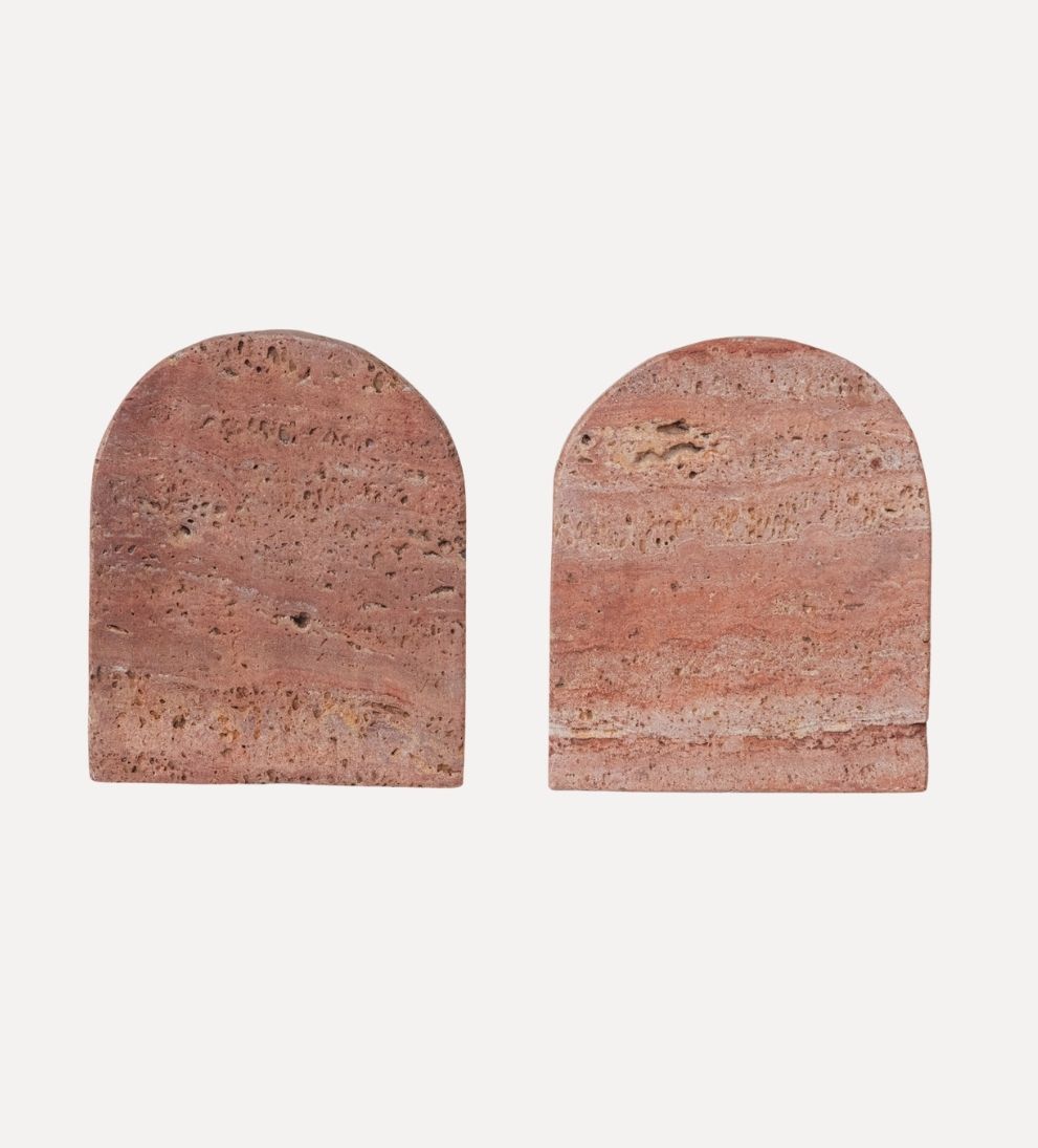 Red Travertine Bookends Bookends