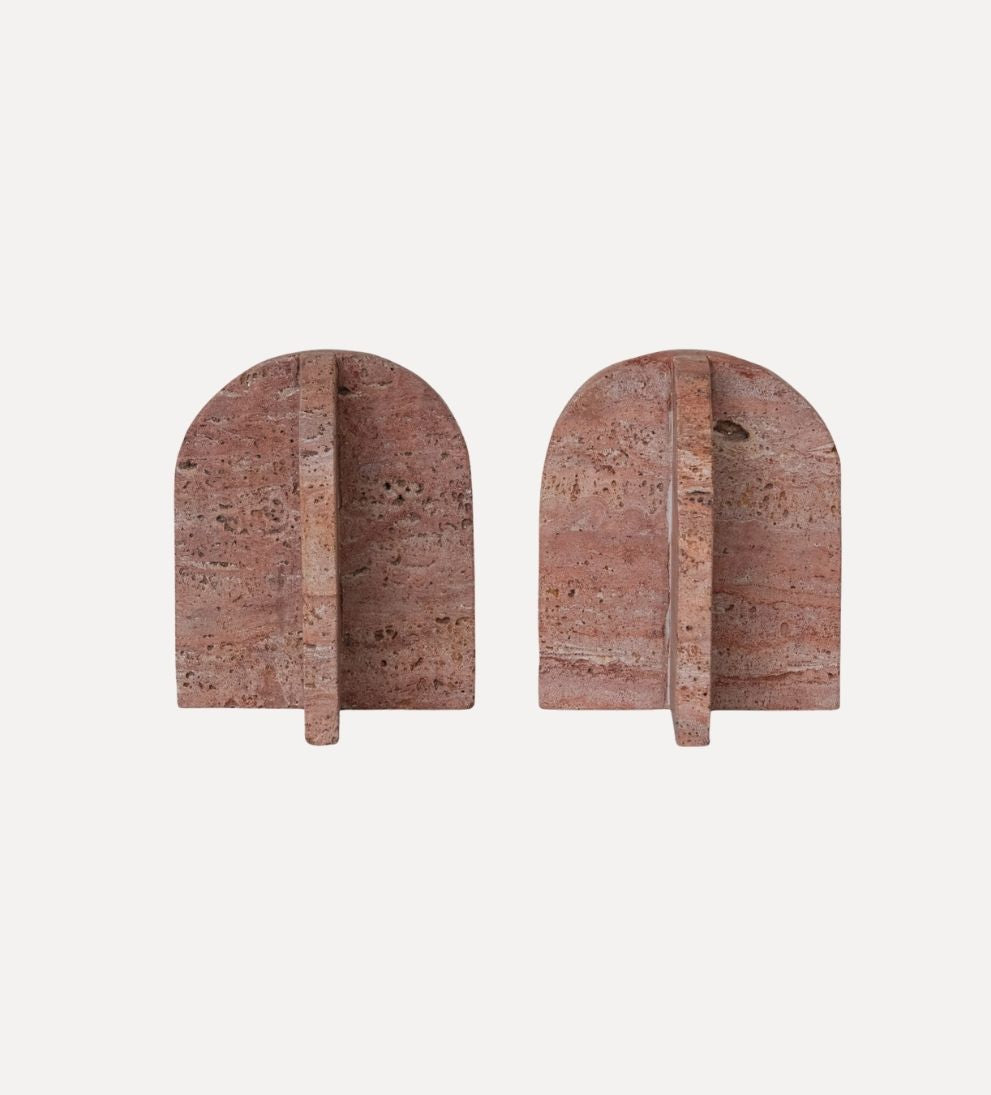 Red Travertine Bookends Bookends