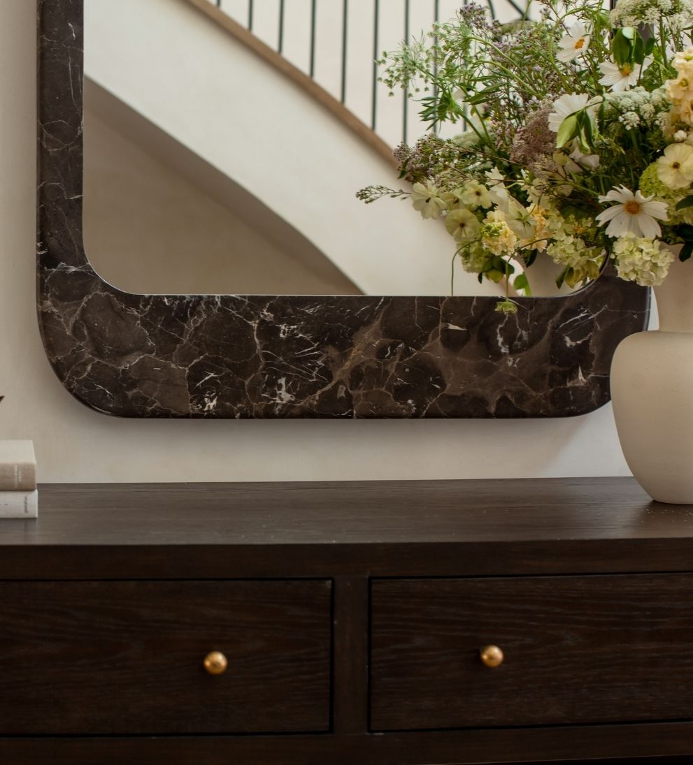 Apse Mirror in Emperador Umber Wall Mirrors