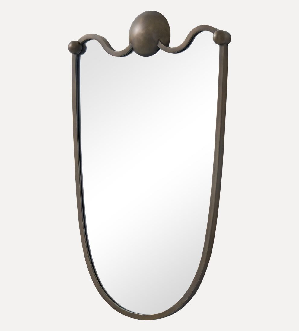Arles Crest Mirror in Aged Brass Wall Mirrors