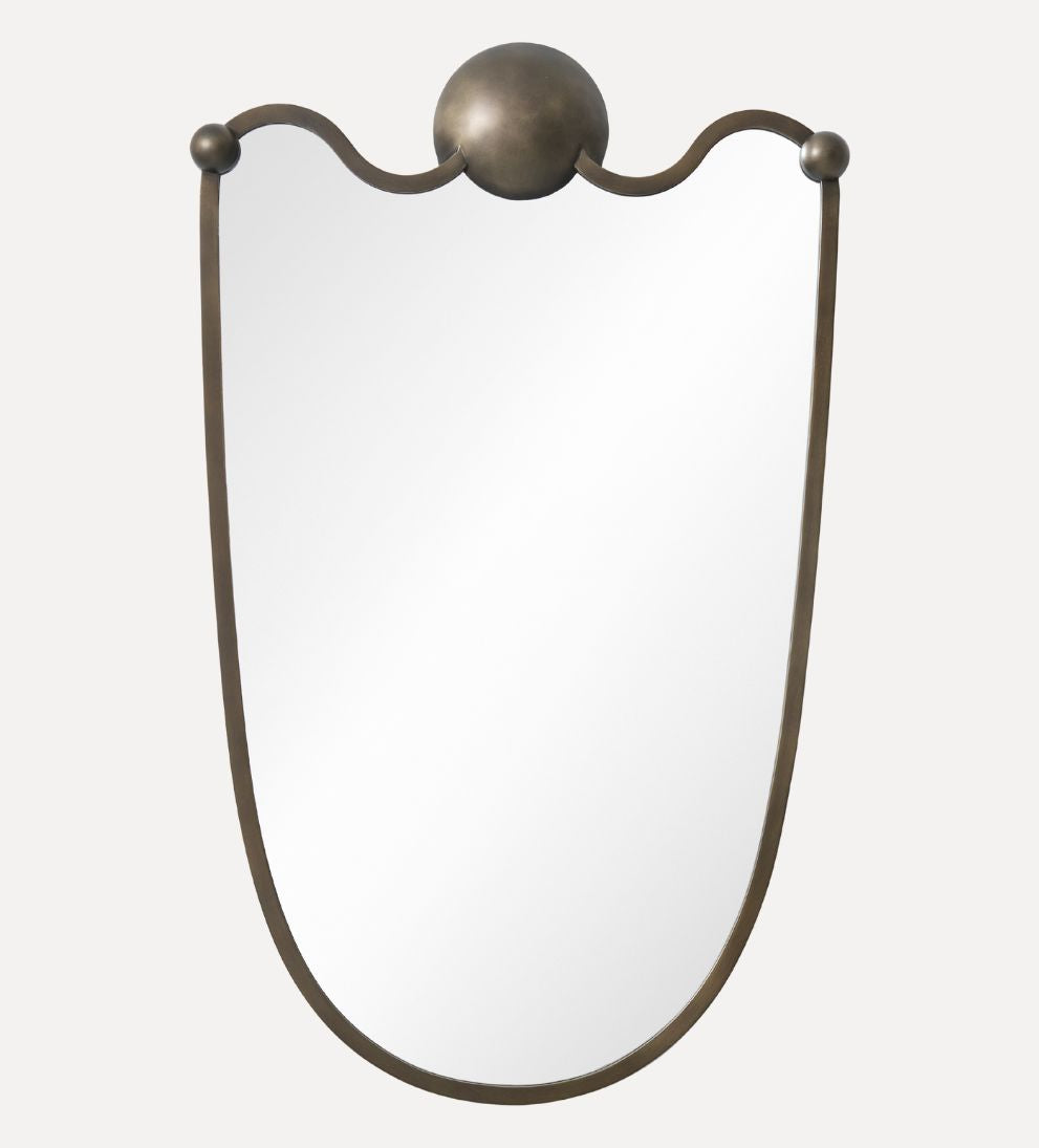 Arles Crest Mirror in Aged Brass Wall Mirrors