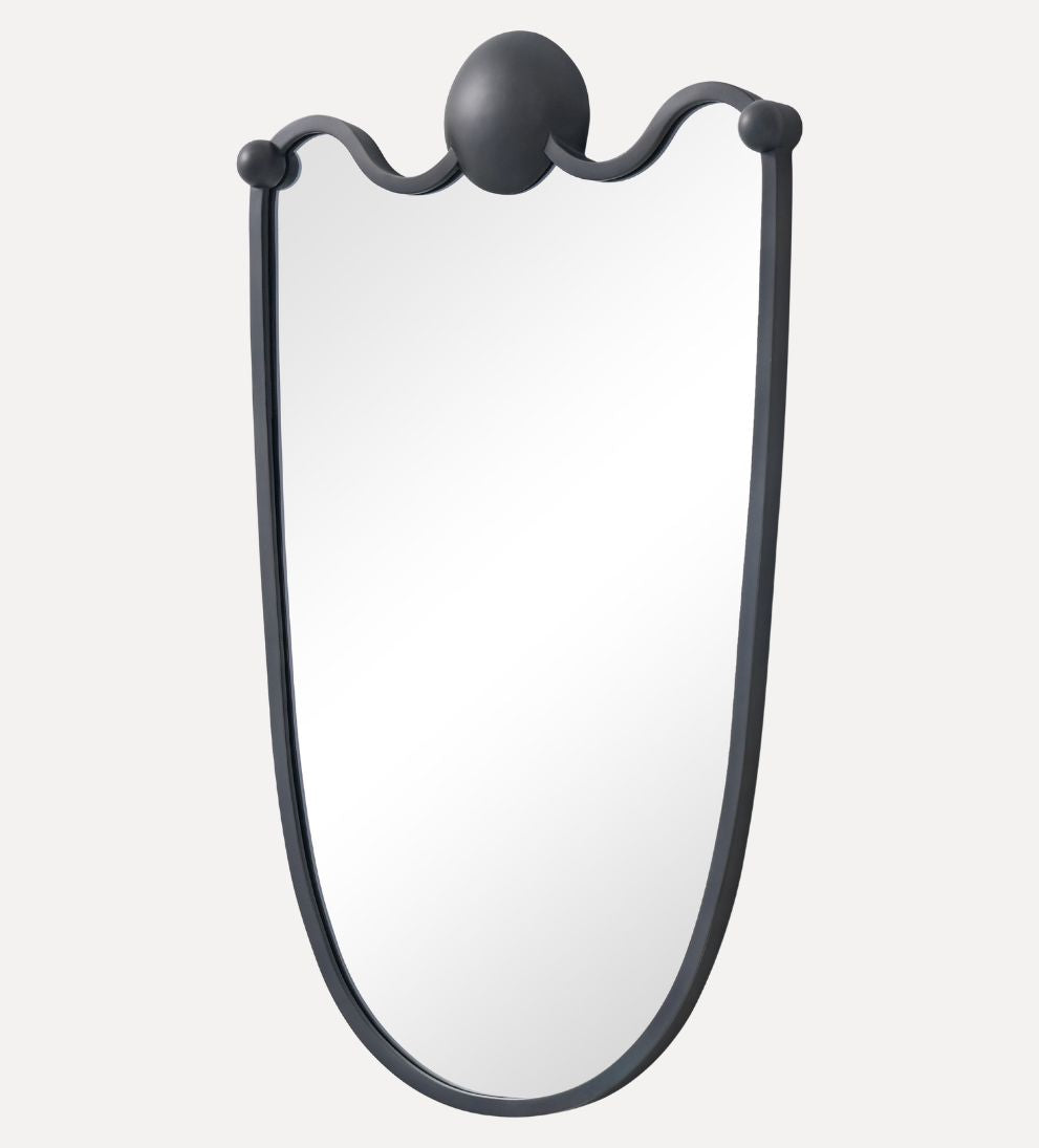 Arles Crest Mirror in Blackened Brass Wall Mirrors