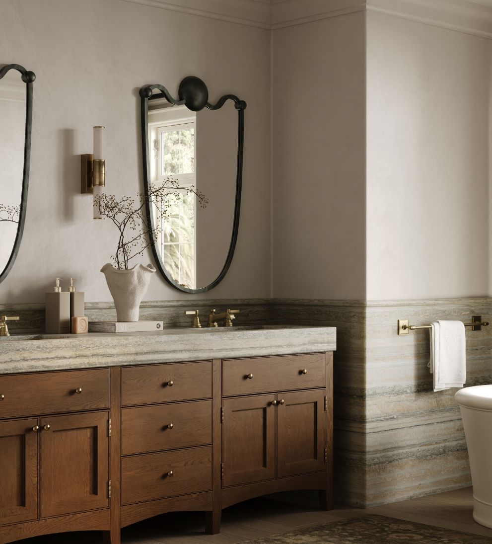 Arles Crest Mirror in Blackened Brass Wall Mirrors