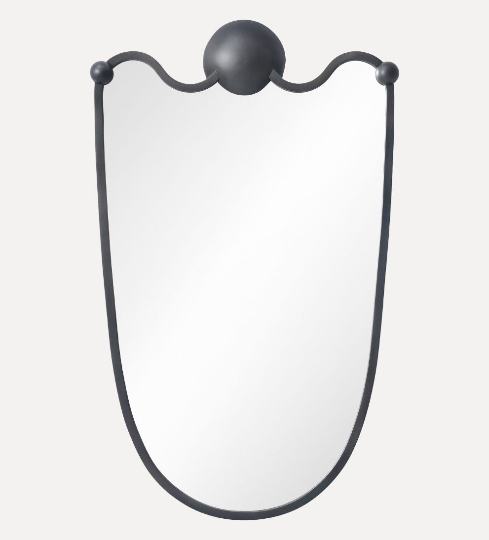 Arles Crest Mirror in Blackened Brass Wall Mirrors