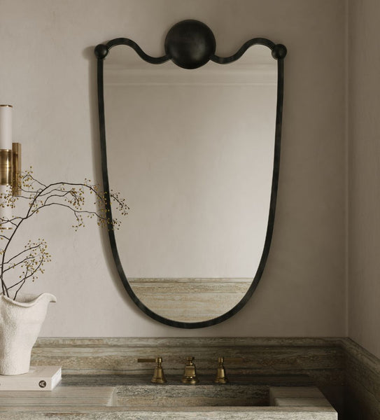 Arles Crest Mirror in Blackened Brass – Le Maé