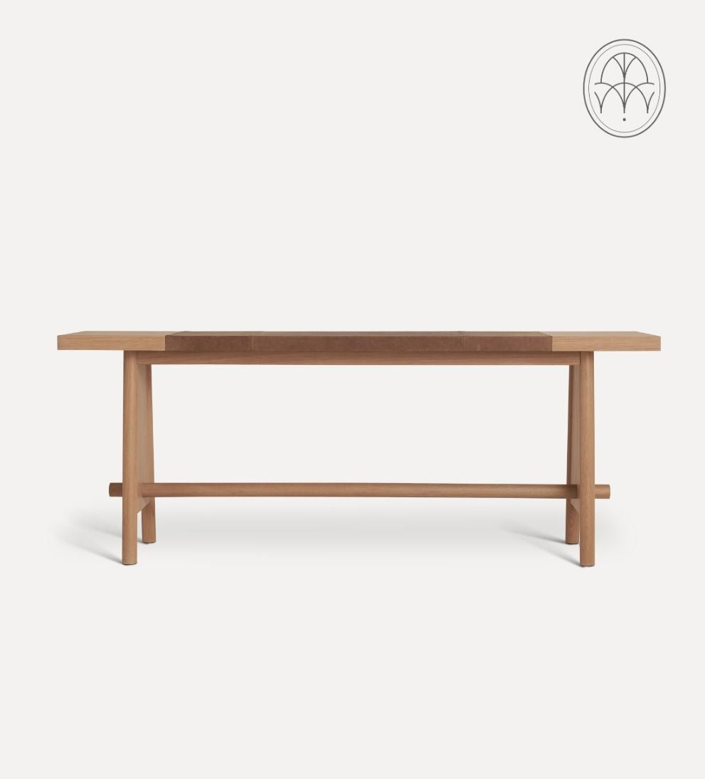 Ava White Oak and Leather Console Table Consoles