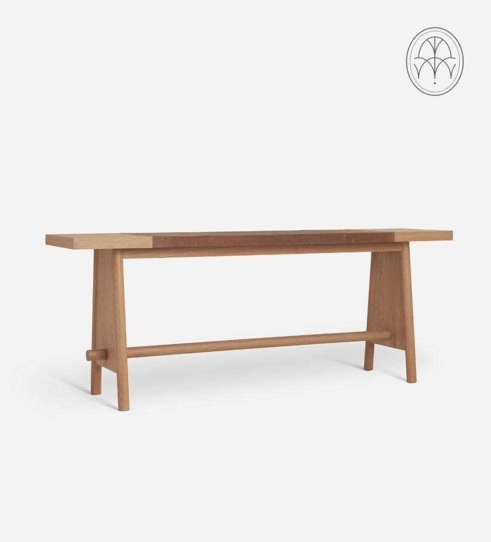 Ava White Oak and Leather Console Table Consoles