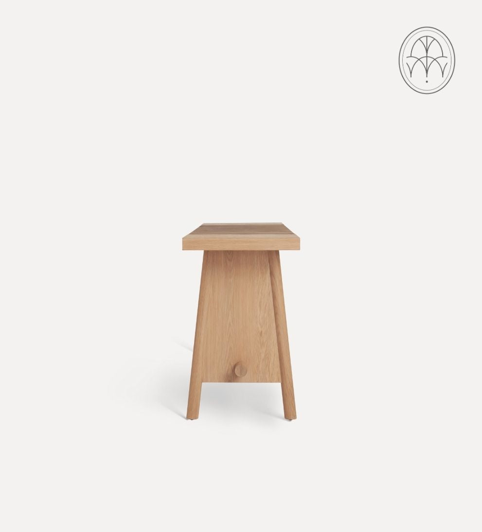 Ava White Oak and Leather Console Table Consoles