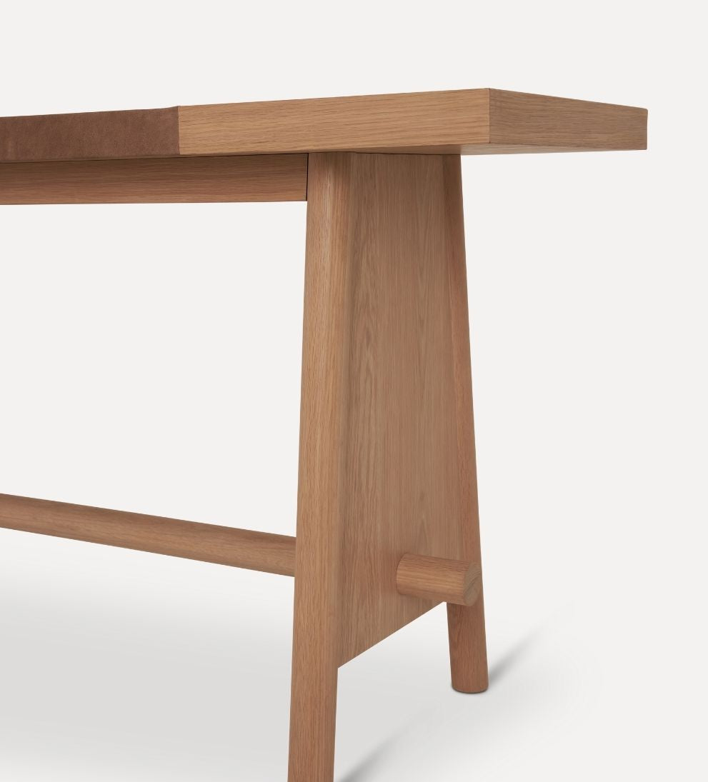 Ava White Oak and Leather Console Table Consoles