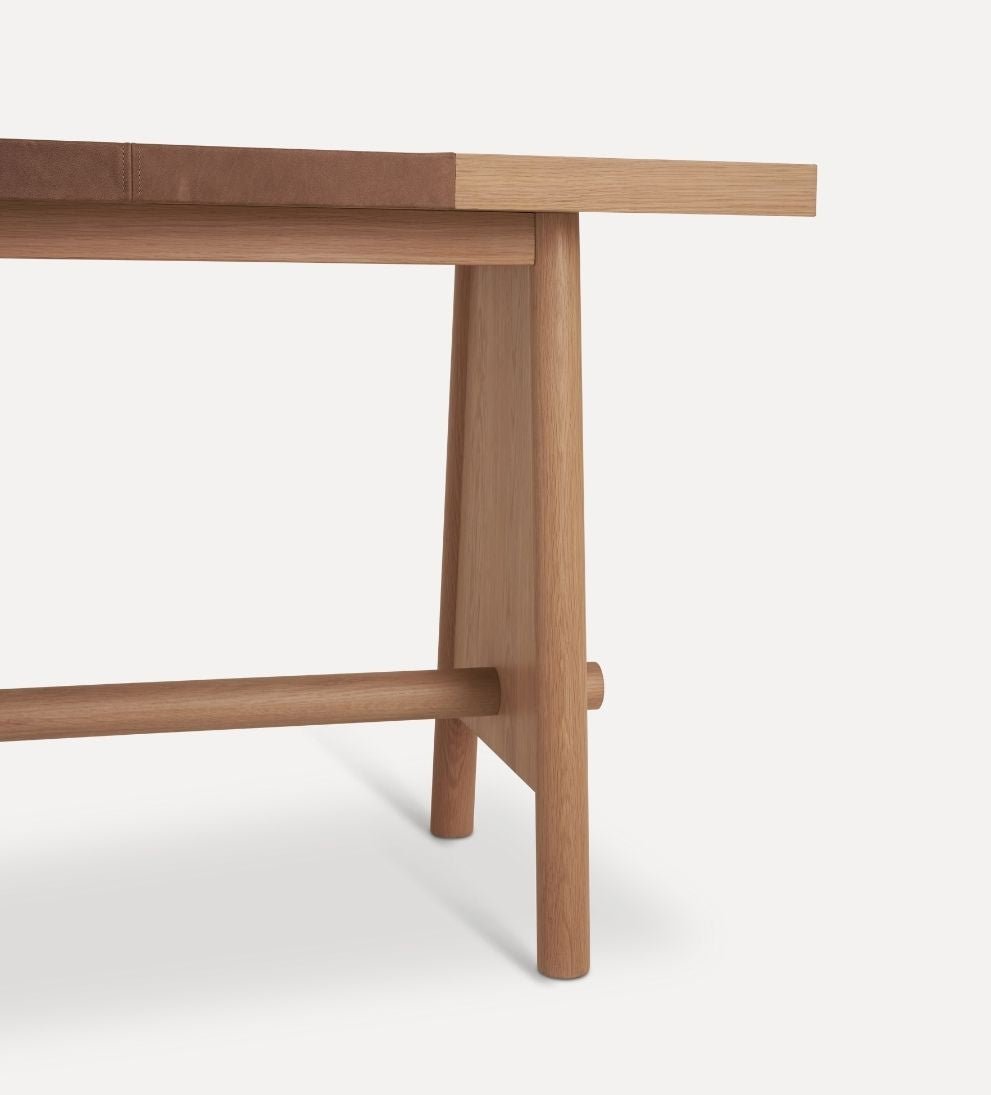 Ava White Oak and Leather Console Table Consoles