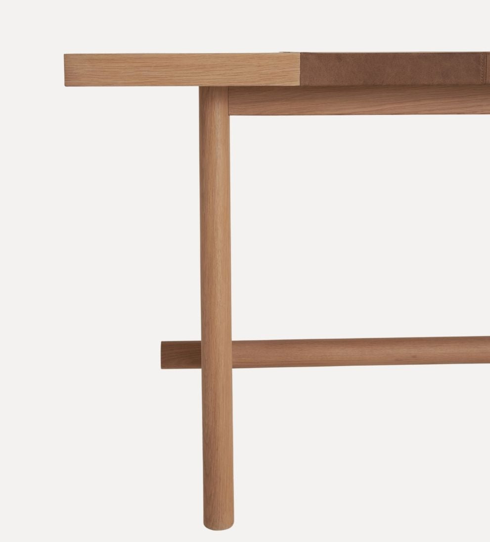 Ava White Oak and Leather Console Table Consoles