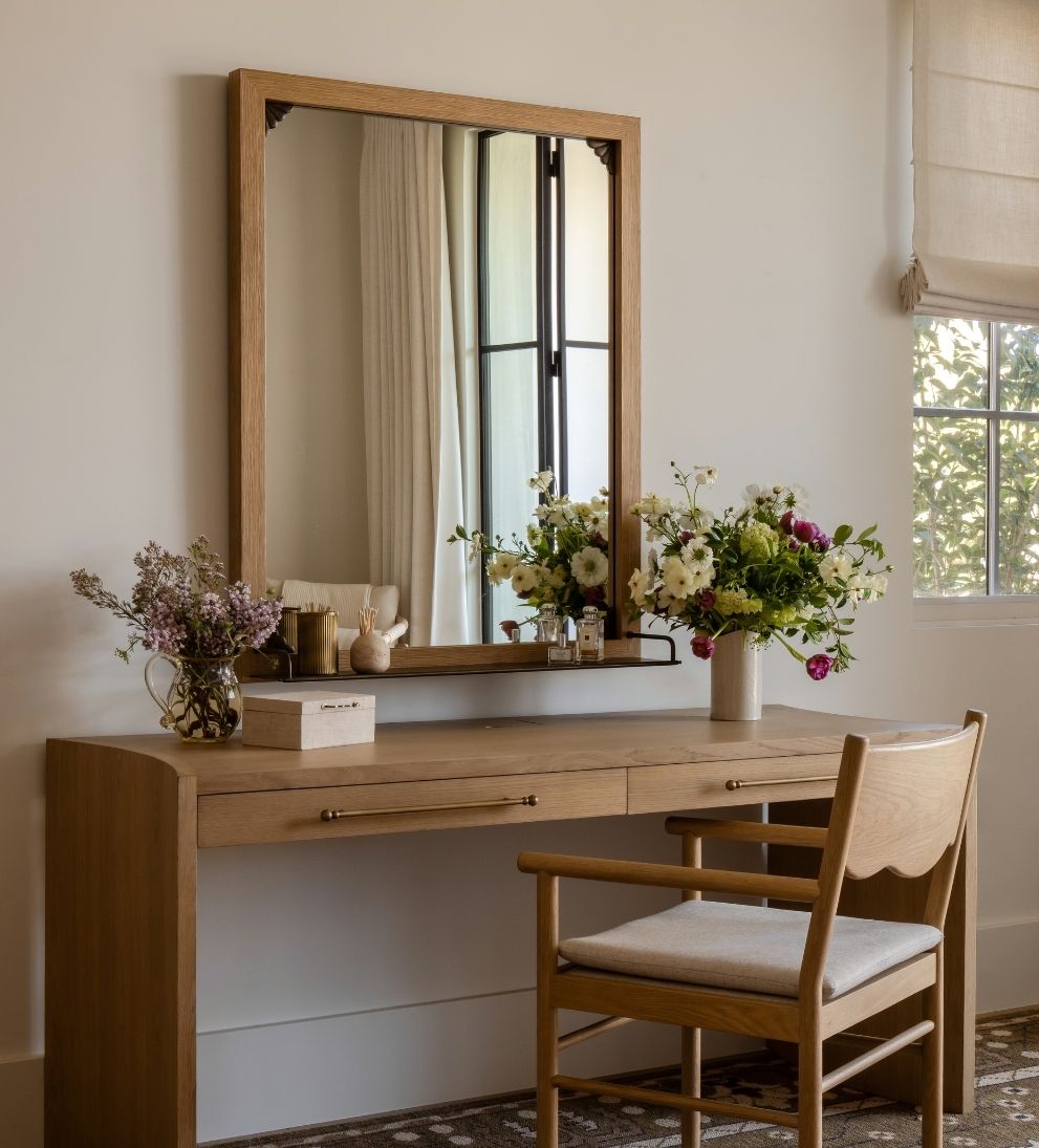 Avignon Mirror in Aged Brass & Light Oak Wall Mirrors