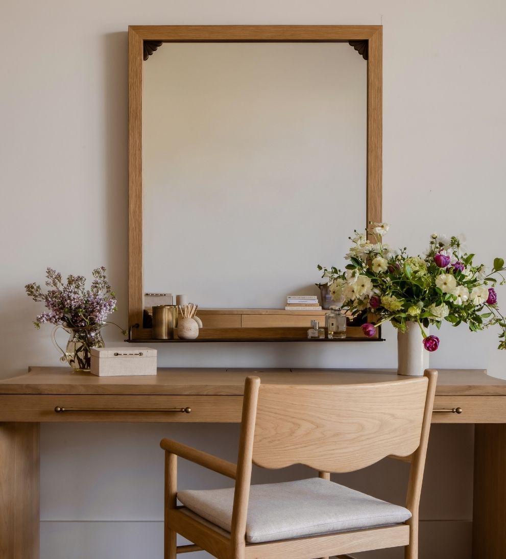 Avignon Mirror in Aged Brass & Light Oak Wall Mirrors