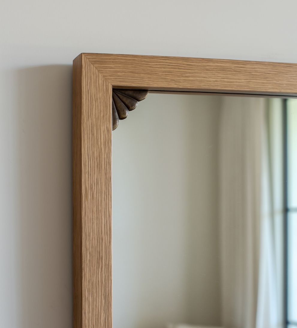 Avignon Mirror in Aged Brass & Light Oak Wall Mirrors