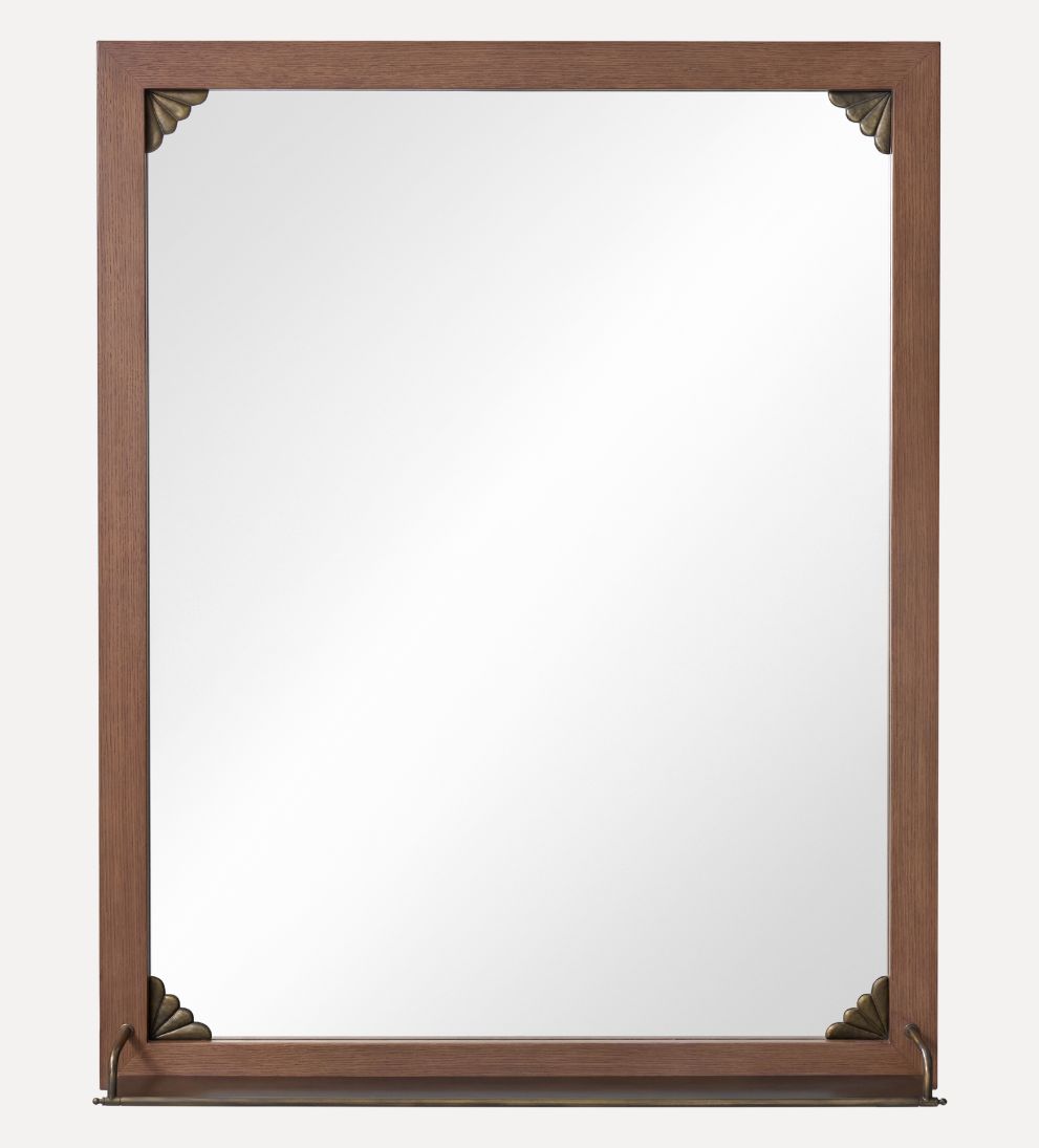 Avignon Mirror in Aged Brass & Dark Oak Wall Mirrors