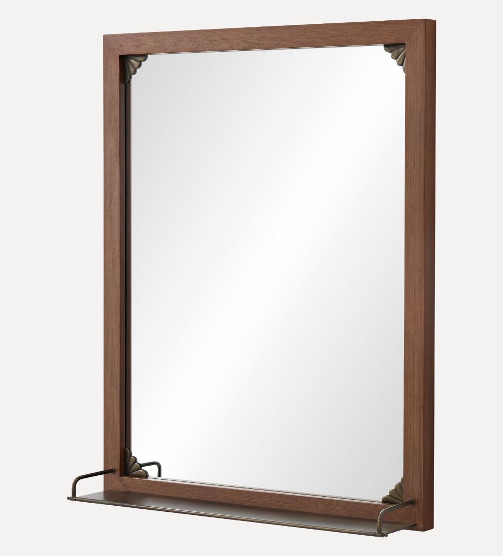 Avignon Mirror in Aged Brass & Dark Oak Wall Mirrors