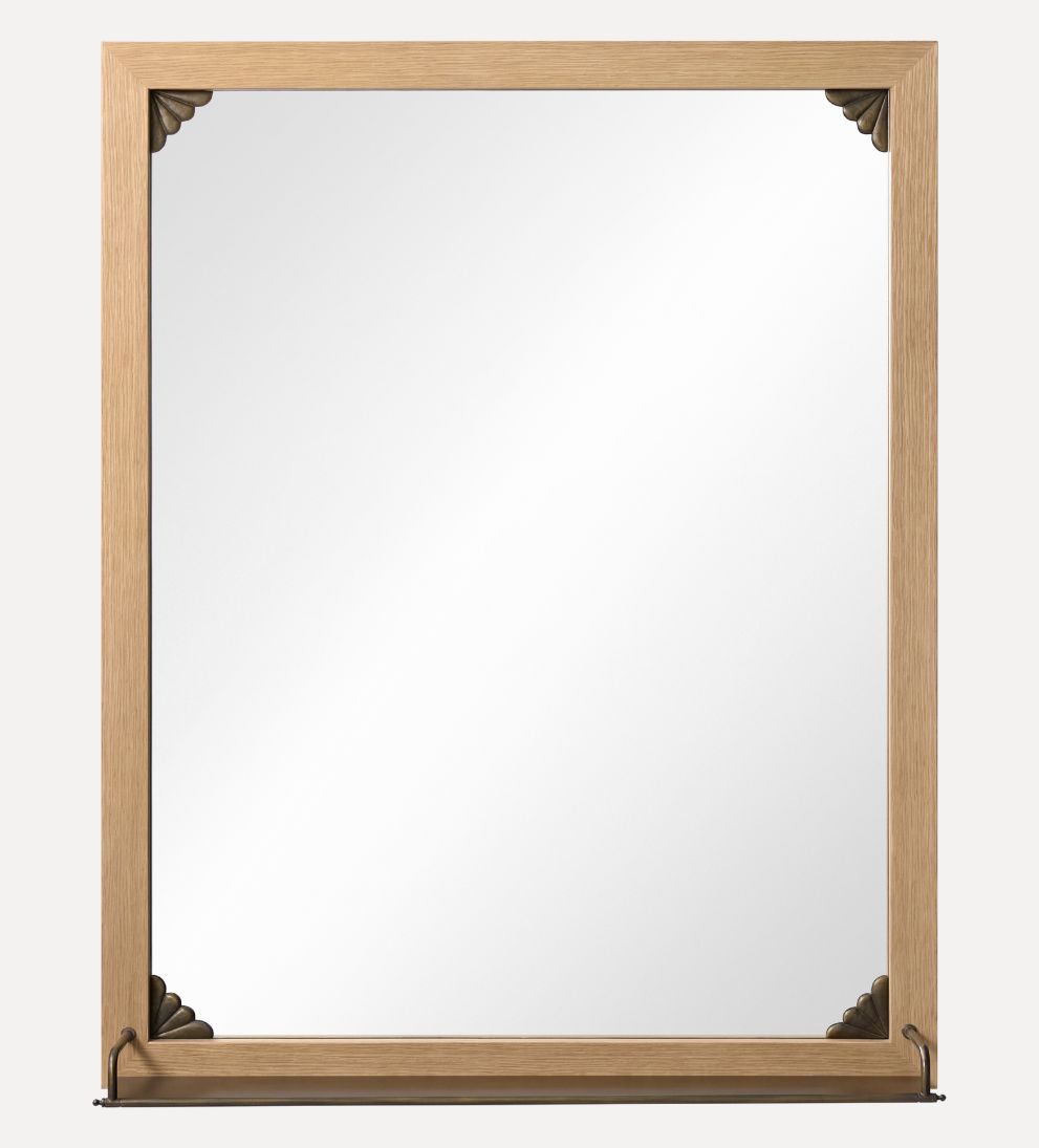 Avignon Mirror in Aged Brass & Light Oak Wall Mirrors