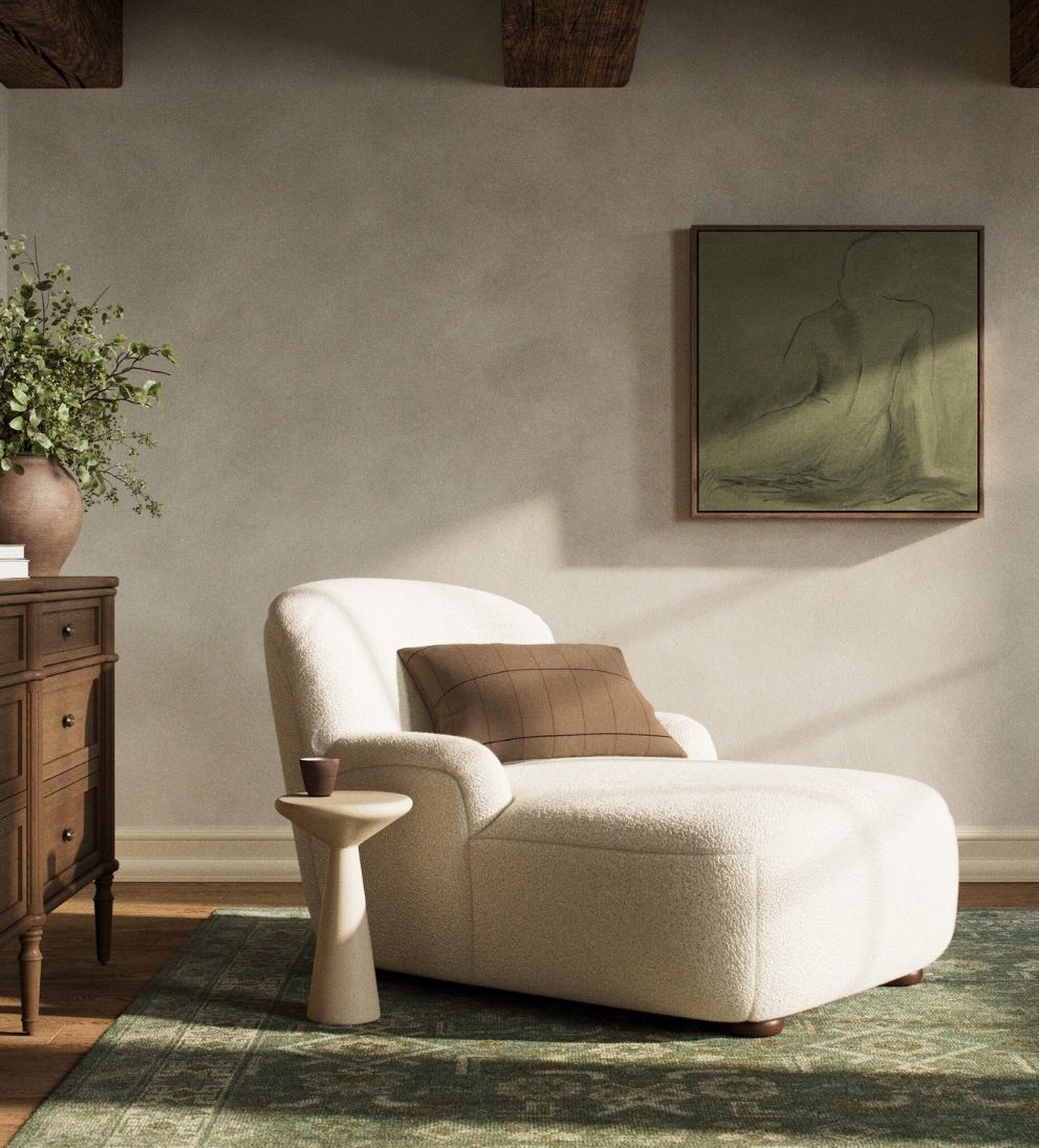 Avon Chaise Lounge in Sheepskin Natural Chaises