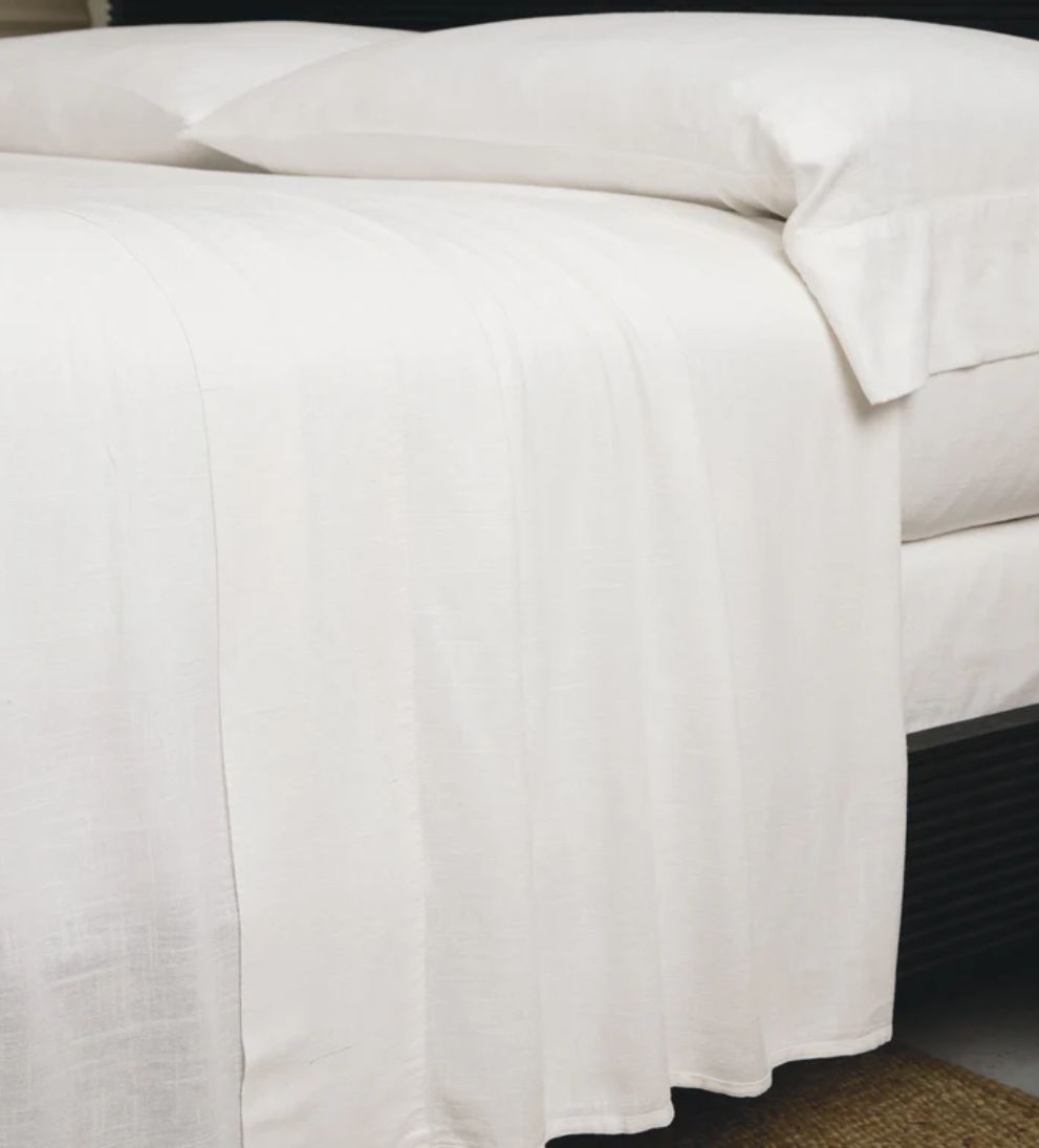 Bamboo Linen Sheet Set in White Bedding