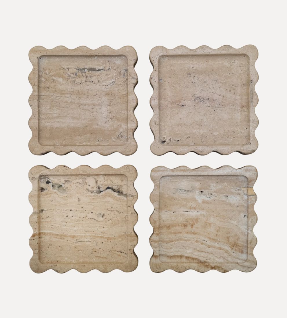 Box Coaster Set of 4 Travertine Coasters