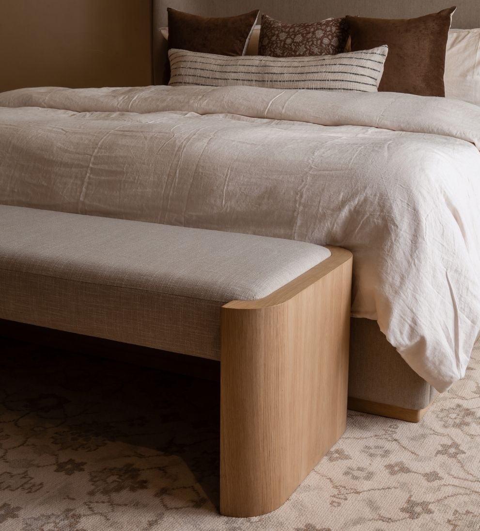 Fiona White Oak Curved Bench Benches