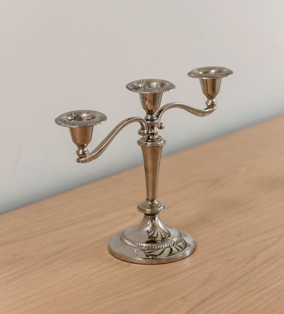 Camille Triple-Light Silver Candelabra Candle Holders