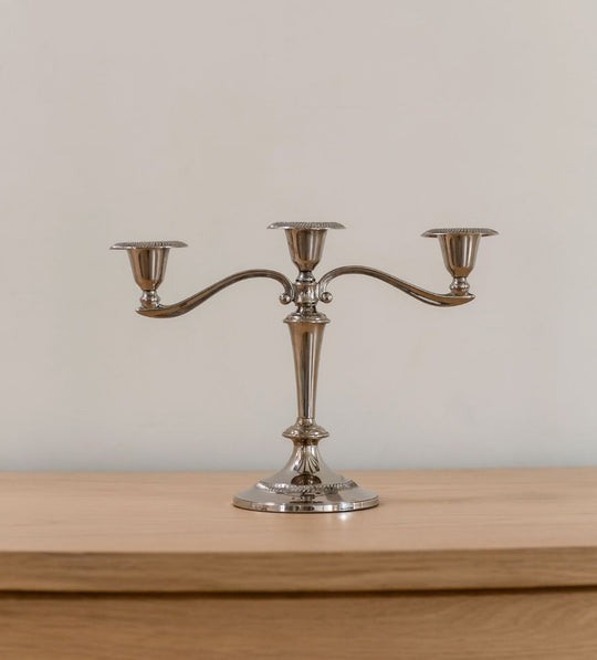 Camille Triple-Light Silver Candelabra