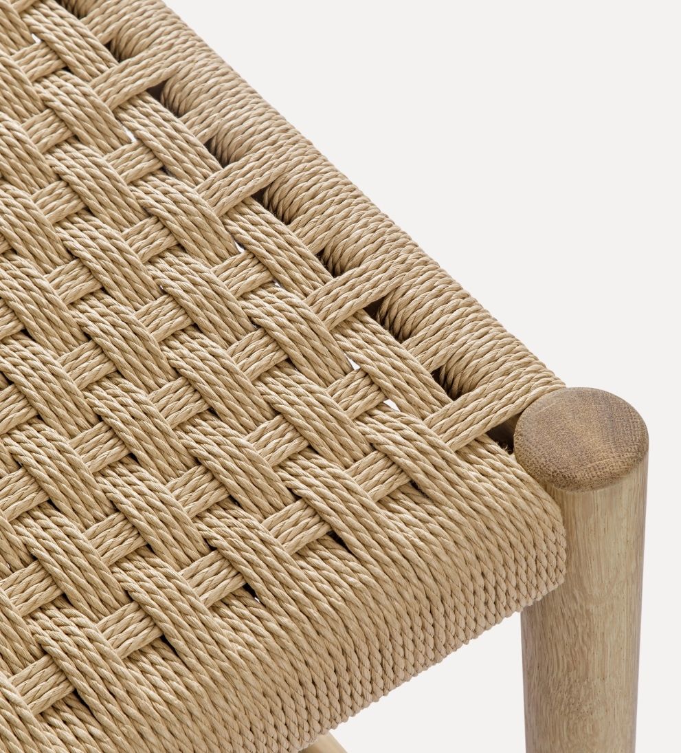 Casie White Oak Woven Counter Stool Counter Stools