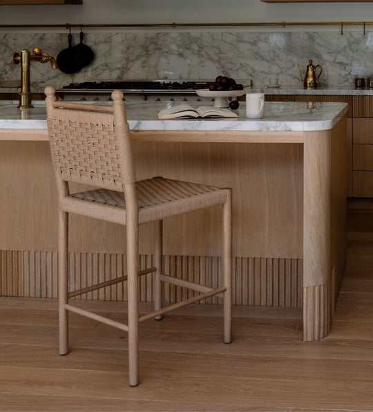 Casie White Oak Woven Counter Stool