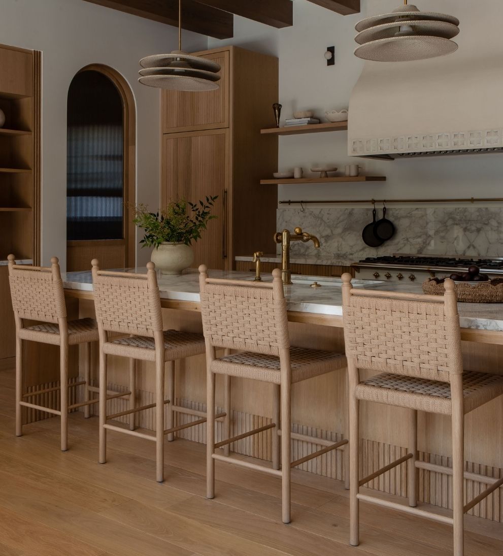 Casie White Oak Woven Counter Stool Counter Stools
