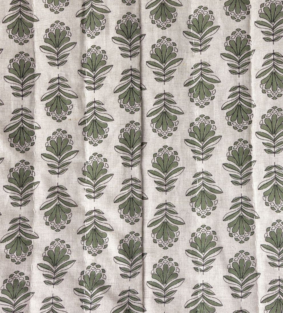 Charlotte Block Print Quilt - Forest Green Bedding