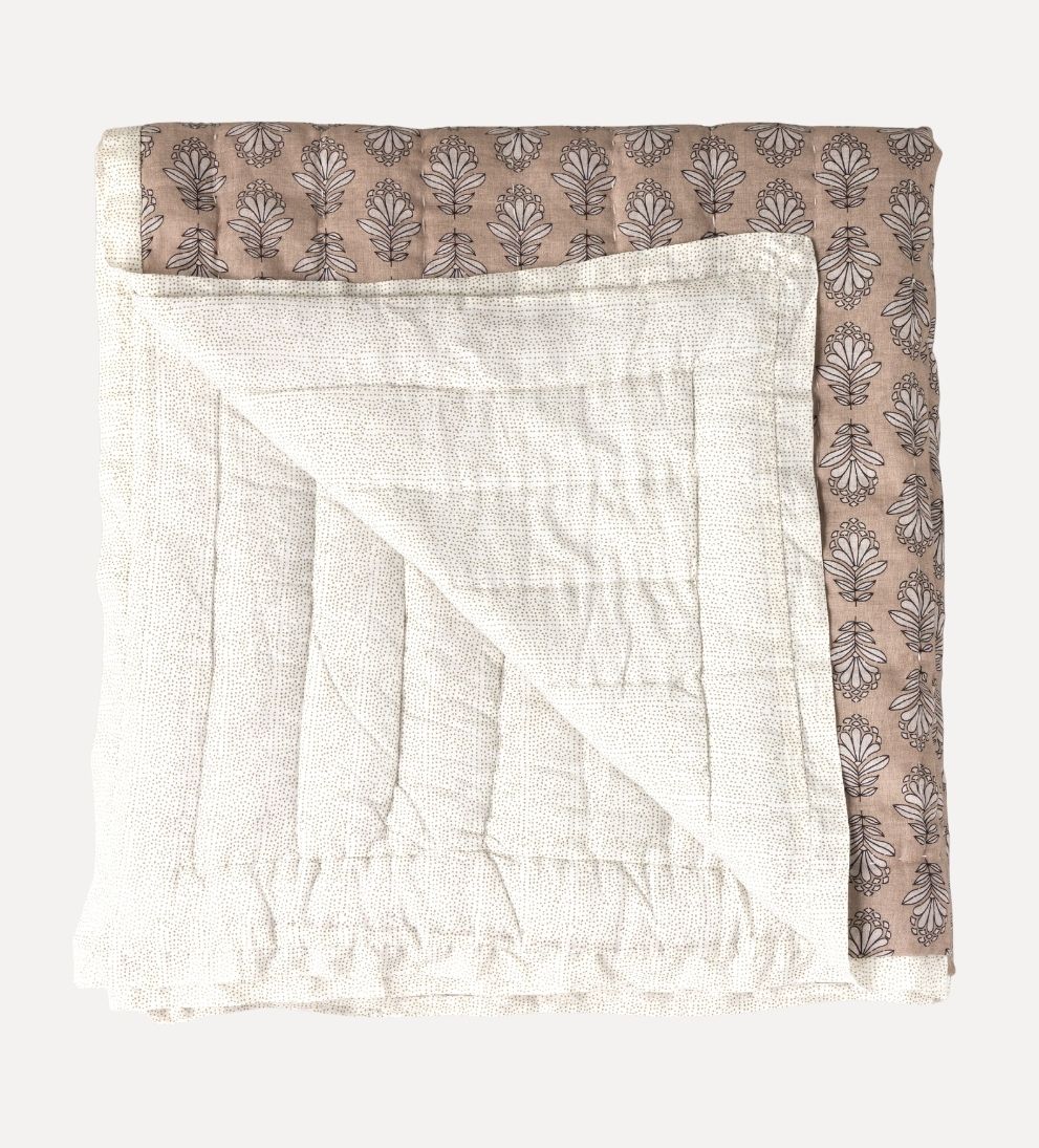 Charlotte Block Print Quilt - Rosewater Bedding
