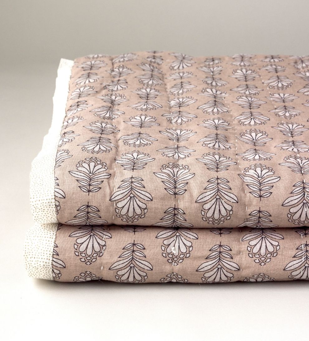 Charlotte Block Print Quilt - Rosewater Bedding