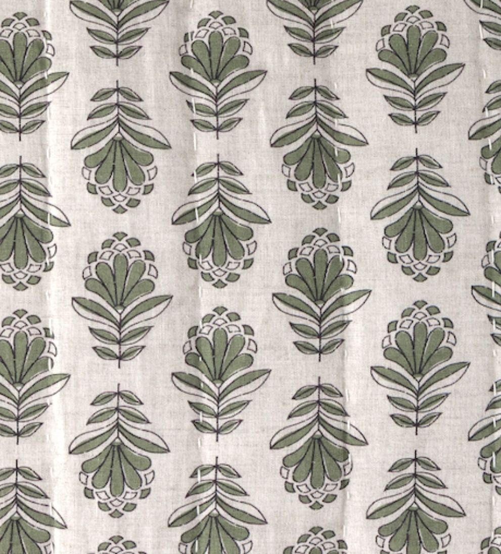 Charlotte Block Print Sham Set of 2 - Forest Green Pillows