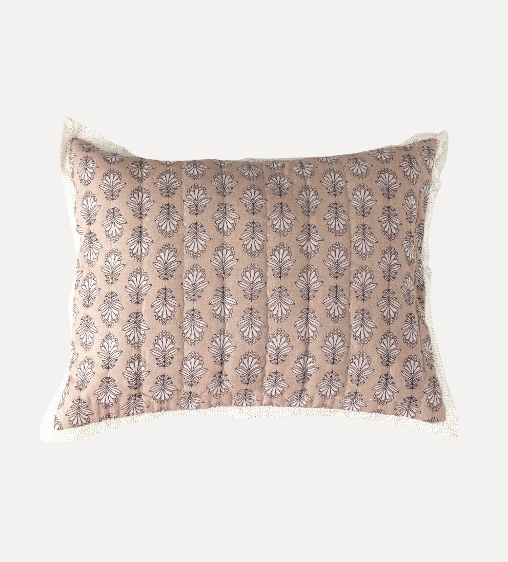 Charlotte Block Print Sham Set of 2 - Rosewater Pillows