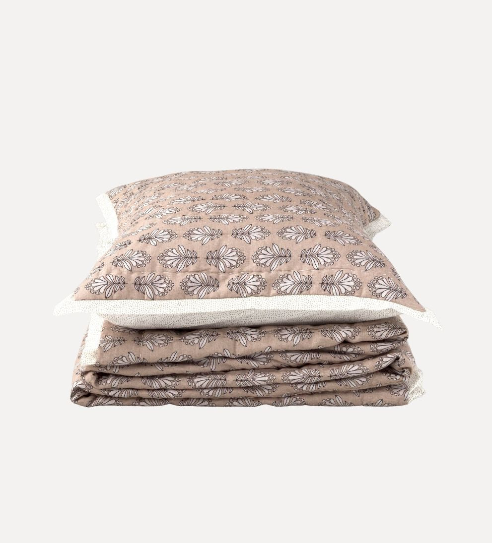 Charlotte Block Print Sham Set of 2 - Rosewater Pillows