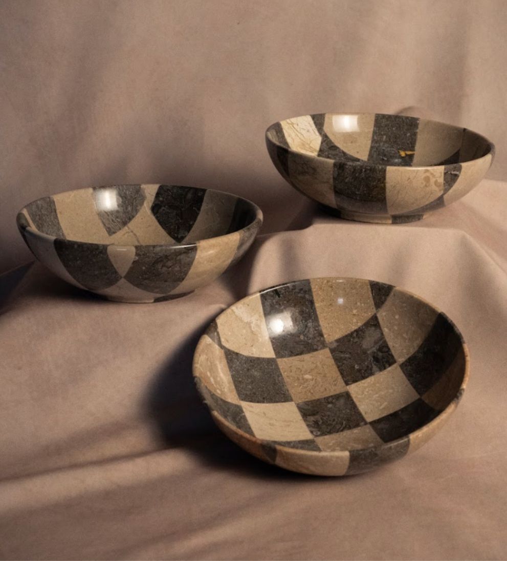Classic Checkered Bowl - Large Decorative Object