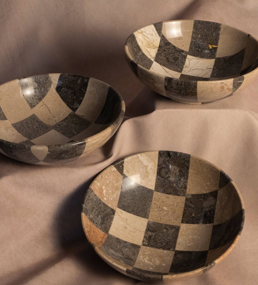 Classic Checkered Bowl - Large Decorative Object