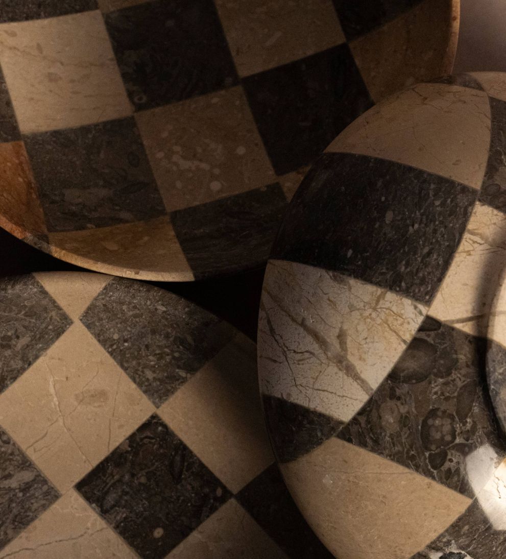 Classic Checkered Bowl - Large Decorative Object