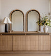 Como Arch in Aged Brass & Light Oak Wall Mirrors
